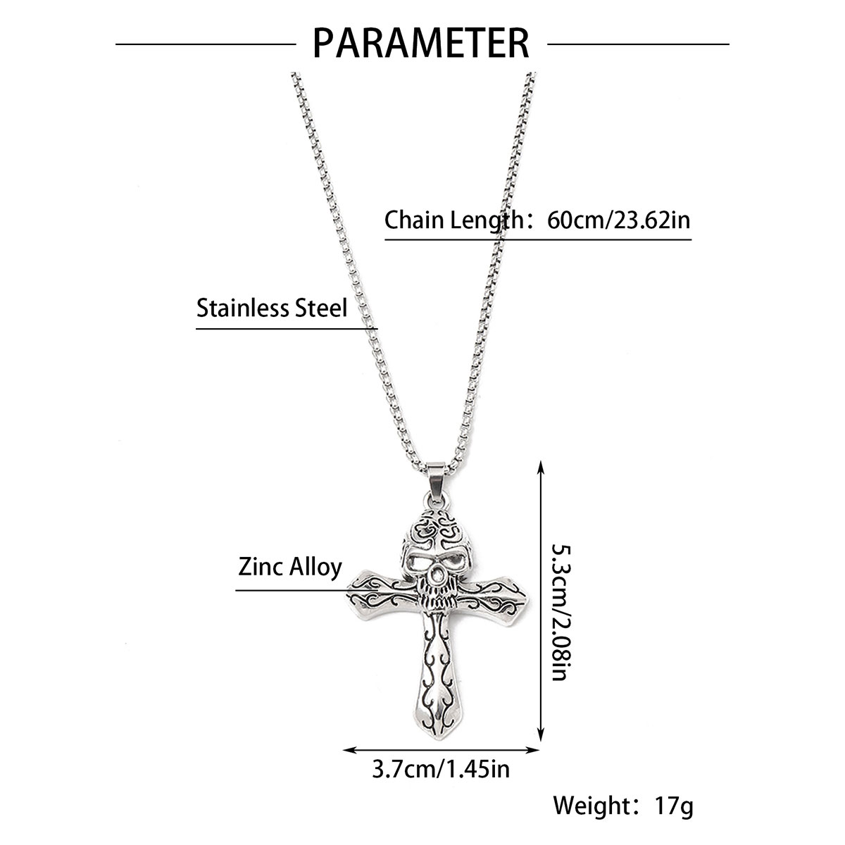 Hip-Hop Skull Cross 201 Stainless Steel Zinc Alloy Polishing Men's Necklace display picture 1
