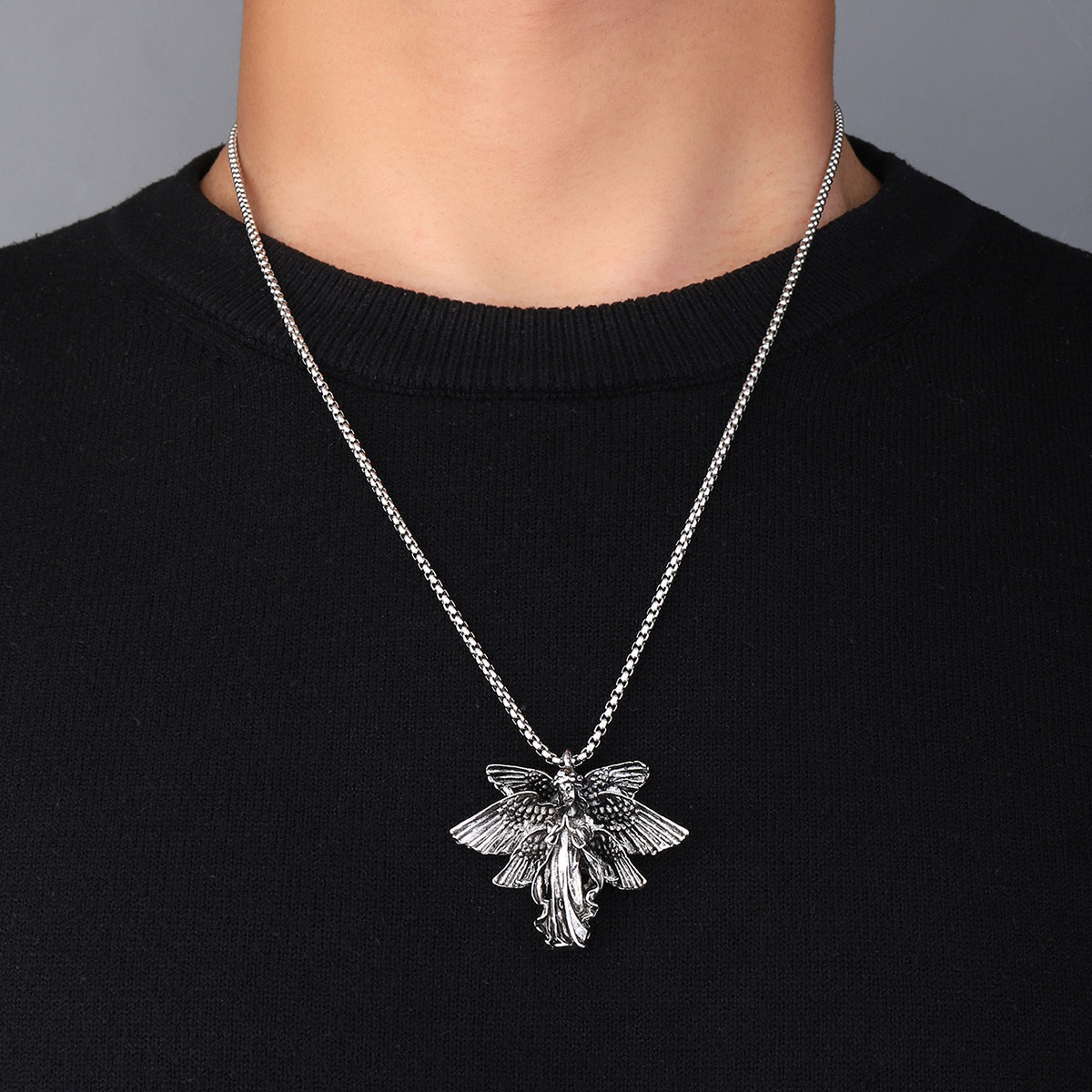 Hip-Hop Angel 201 Stainless Steel Zinc Alloy Polishing Men's Necklace display picture 2