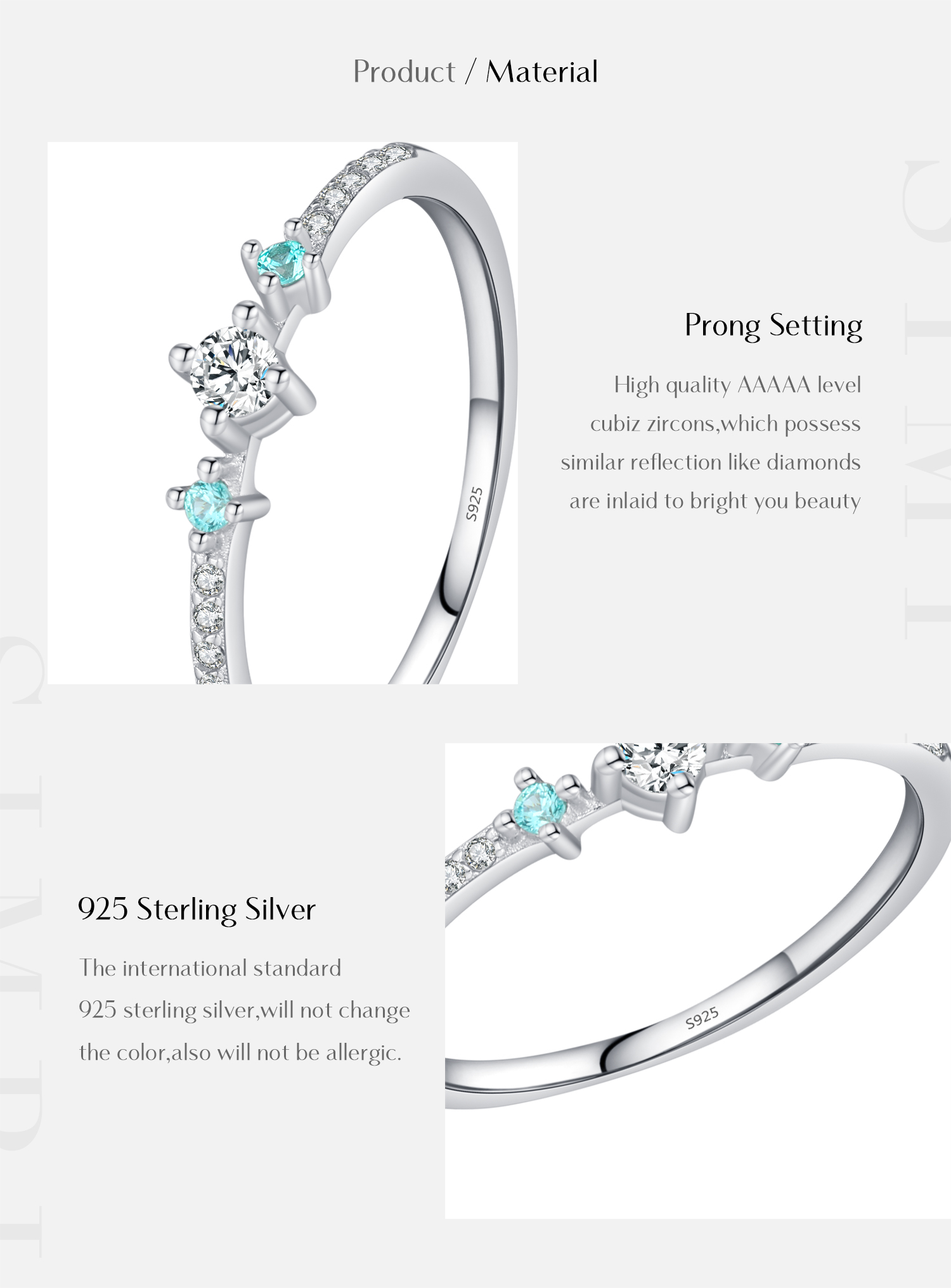 Sterling Silver Silver Plated Elegant Simple Style Inlay Geometric Zircon Rings display picture 3