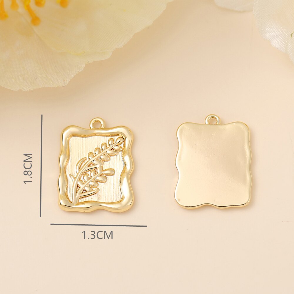 1 Piece 18 * 13mm Copper 18K Gold Plated White Gold Plated Flower Rectangle Grain Polished Pendant display picture 2