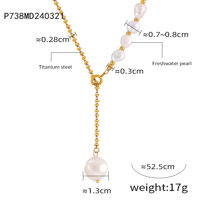 Elegant Simple Style Classic Style Round Freshwater Pearl Titanium Steel Plating Inlay Freshwater Pearl 18K Gold Plated Women's Pendant Necklace display picture 6