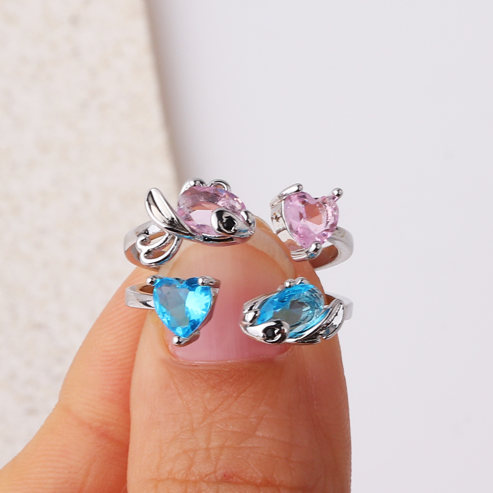 Copper 18K Gold Plated White Gold Plated Simple Style Plating Inlay Sea Fish Artificial Gemstones Artificial Rhinestones Open Rings display picture 6