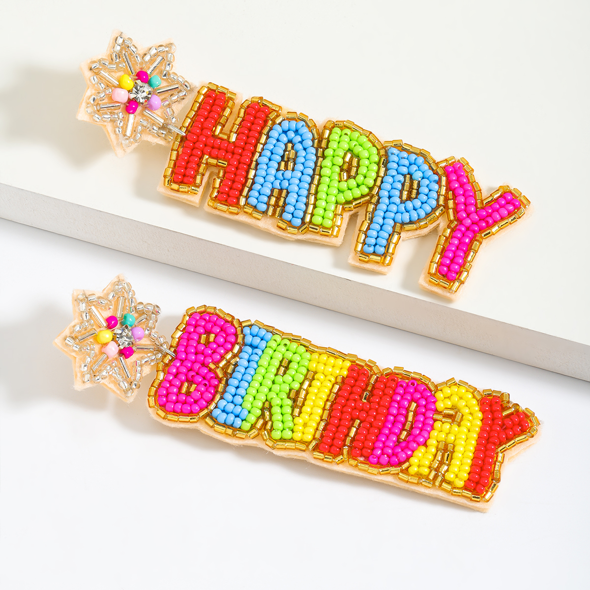 1 Pair IG Style Cute Letter Cake Beaded Seed Bead Drop Earrings display picture 1