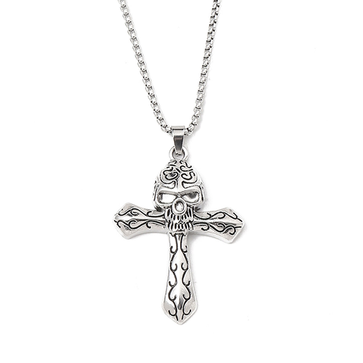 Hip-Hop Skull Cross 201 Stainless Steel Zinc Alloy Polishing Men's Necklace display picture 6