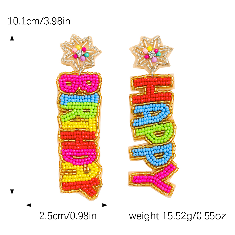 1 Paar IG-Stil Süß Brief Kuchen Perlen Saatperle Tropfenohrringe display picture 7