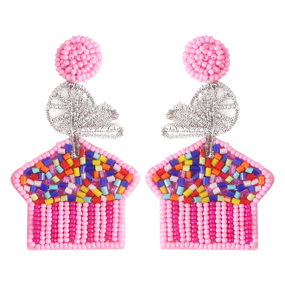 1 Pair IG Style Cute Letter Cake Beaded Seed Bead Drop Earrings display picture 13