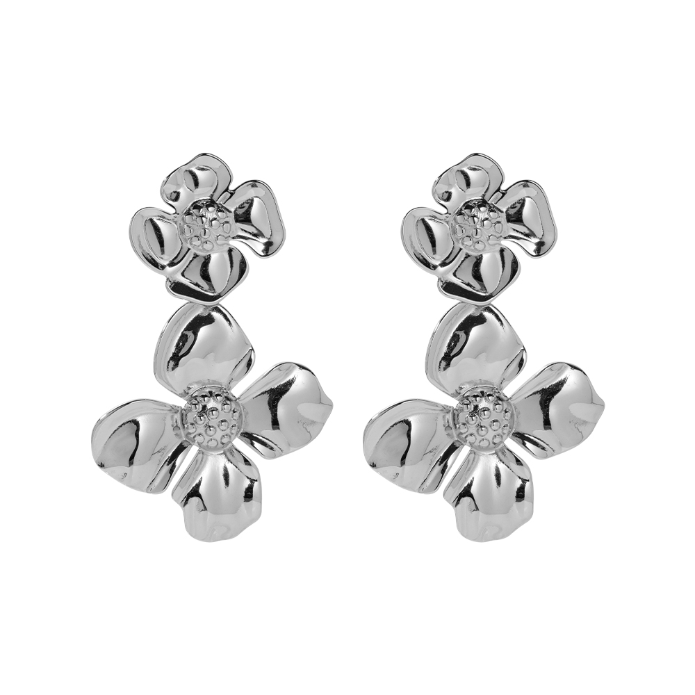 1 Pair Simple Style Classic Style Flower Plating 304 Stainless Steel Drop Earrings display picture 7
