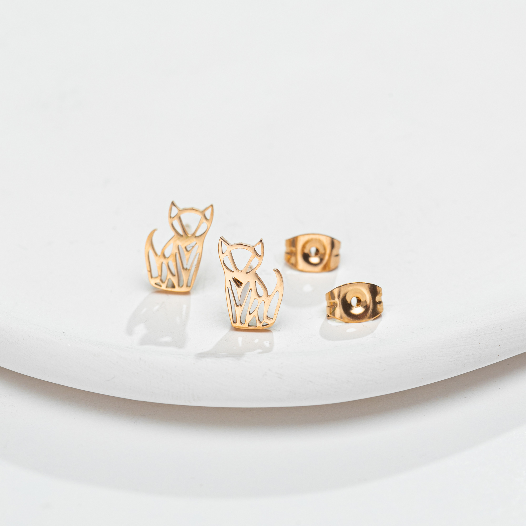 1 Pair Sweet Simple Style Animal Polishing 304 Stainless Steel 18K Gold Plated Ear Studs display picture 2