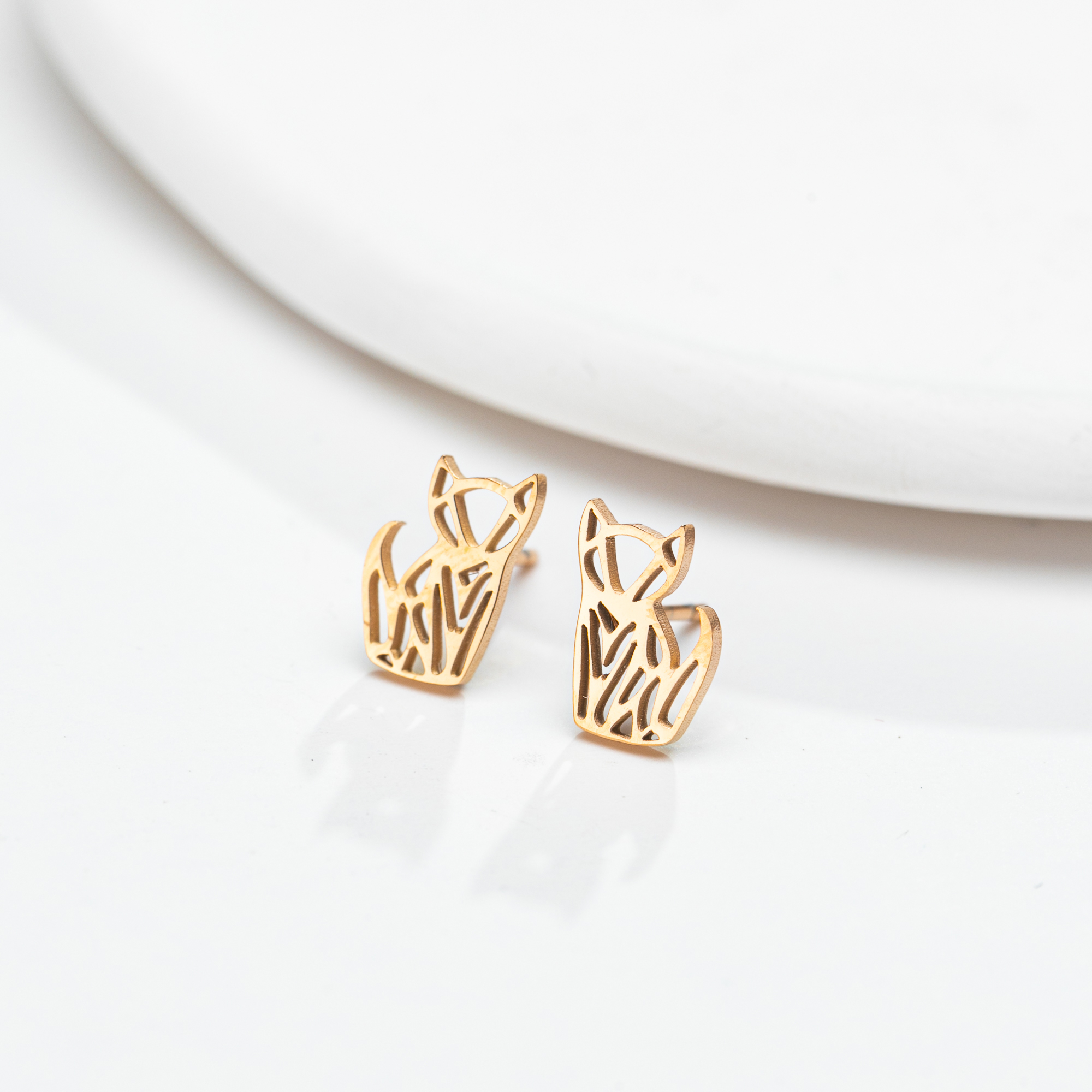 1 Pair Sweet Simple Style Animal Polishing 304 Stainless Steel 18K Gold Plated Ear Studs display picture 7