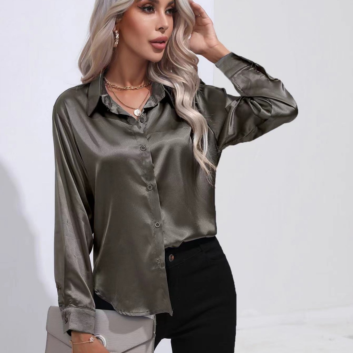 Women's Blouse Long Sleeve Blouses Basic Simple Style Solid Color display picture 27