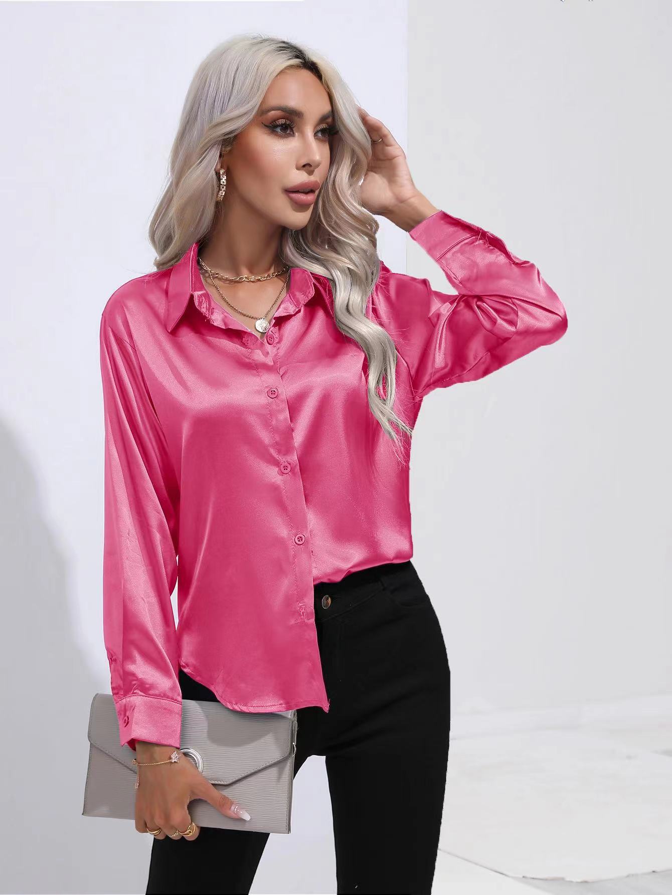 Women's Blouse Long Sleeve Blouses Basic Simple Style Solid Color display picture 19
