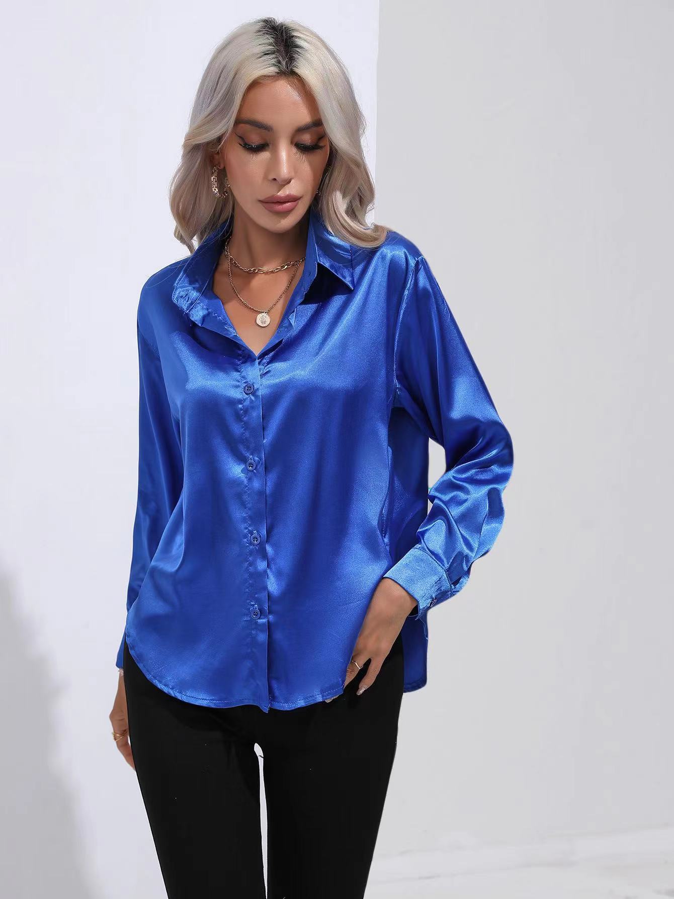 Women's Blouse Long Sleeve Blouses Basic Simple Style Solid Color display picture 18