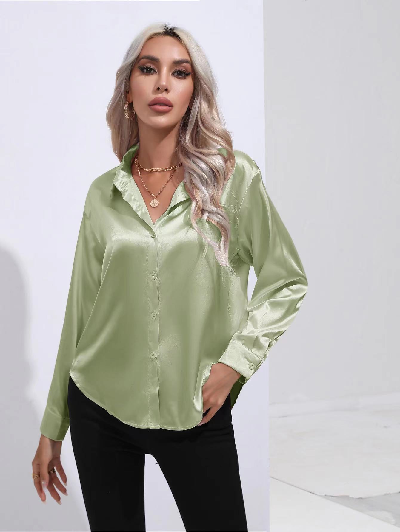 Women's Blouse Long Sleeve Blouses Basic Simple Style Solid Color display picture 17