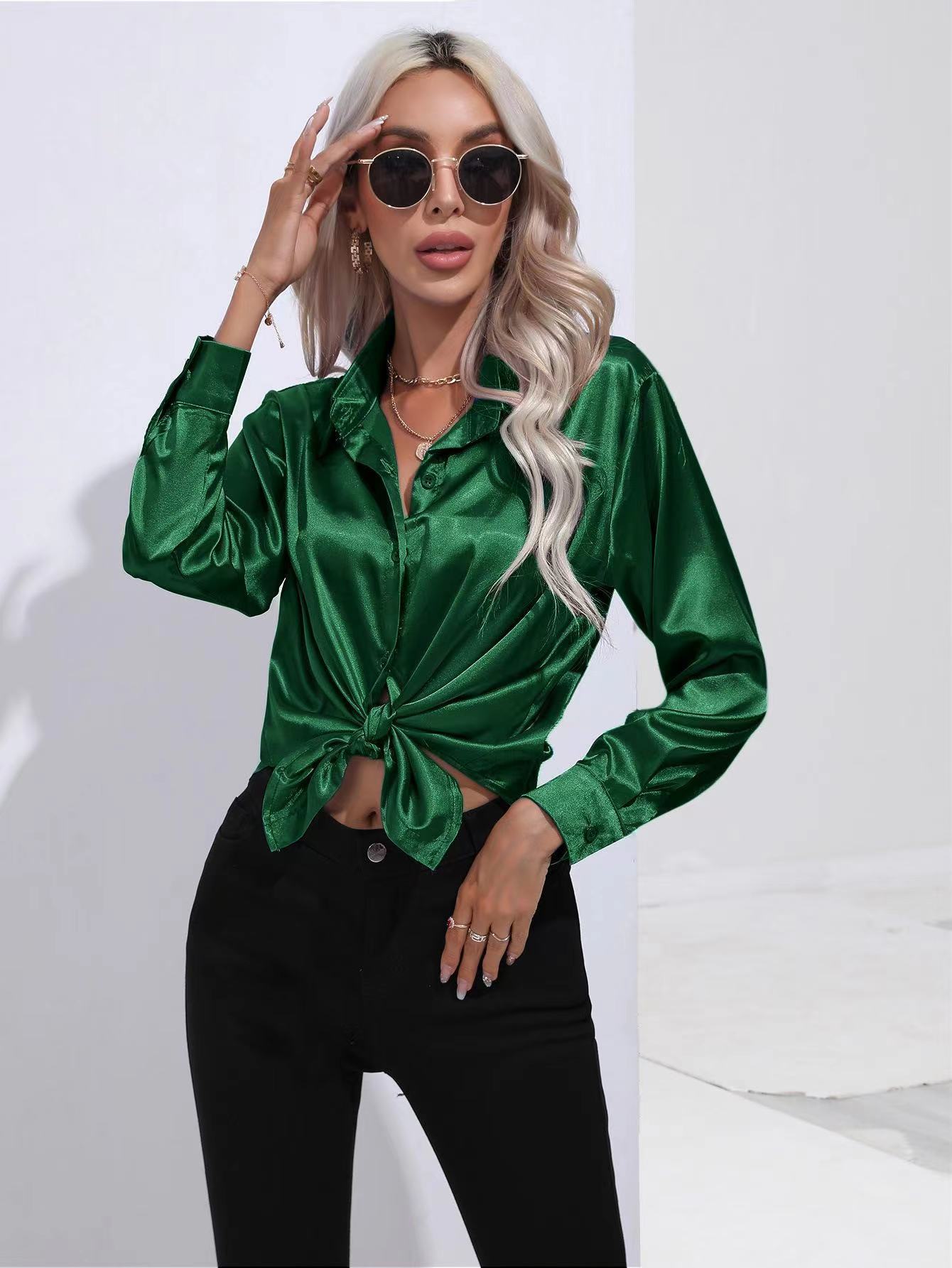 Women's Blouse Long Sleeve Blouses Basic Simple Style Solid Color display picture 7