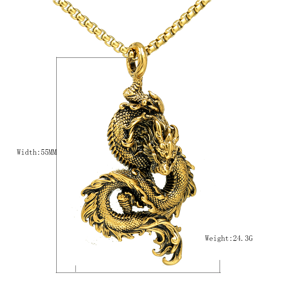 1 Piece 304 Stainless Steel None 18K Gold Plated Dragon Pendant display picture 1