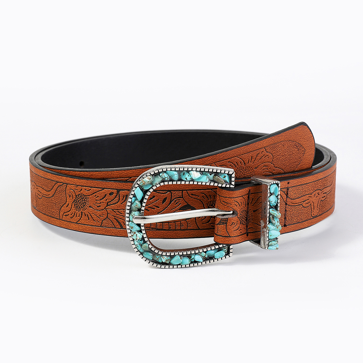 Vintage Style Bohemian Solid Color Pu Leather Turquoise Women's Leather Belts display picture 10