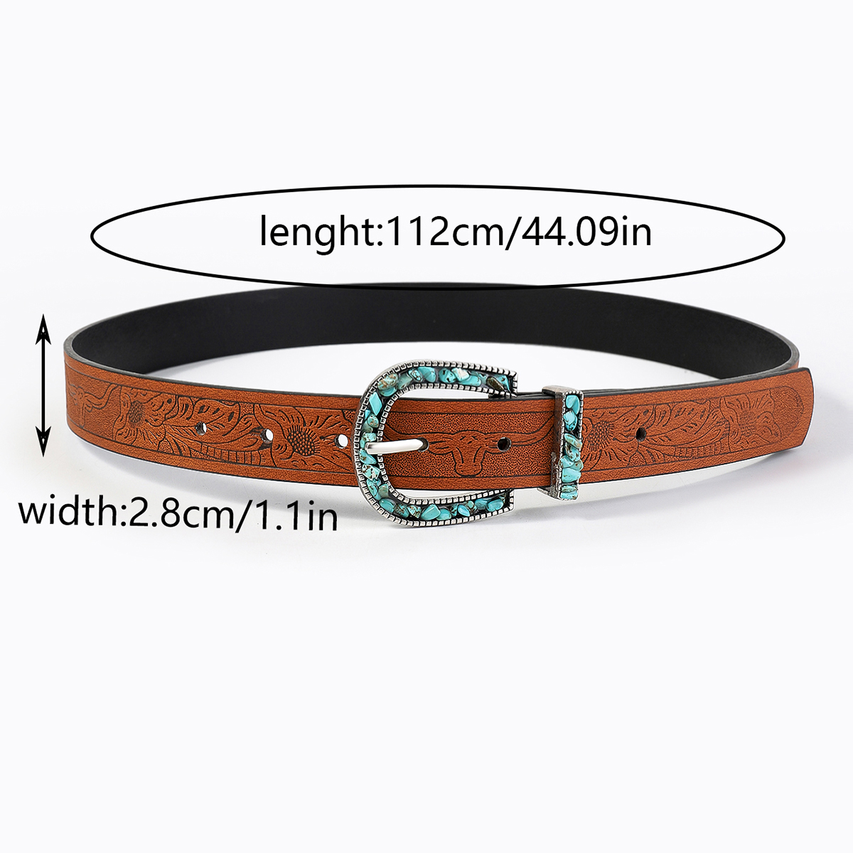 Vintage Style Bohemian Solid Color Pu Leather Turquoise Women's Leather Belts display picture 11