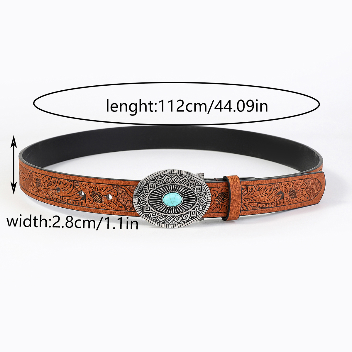 Vintage Style Bohemian Solid Color Pu Leather Turquoise Women's Leather Belts display picture 4