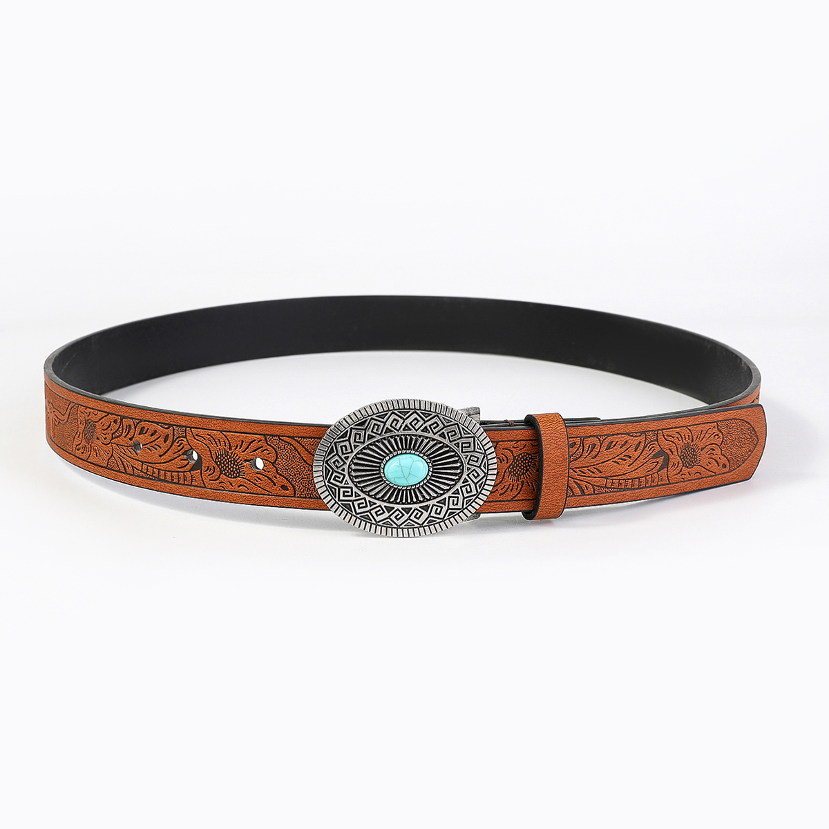 Vintage Style Bohemian Solid Color Pu Leather Turquoise Women's Leather Belts display picture 13