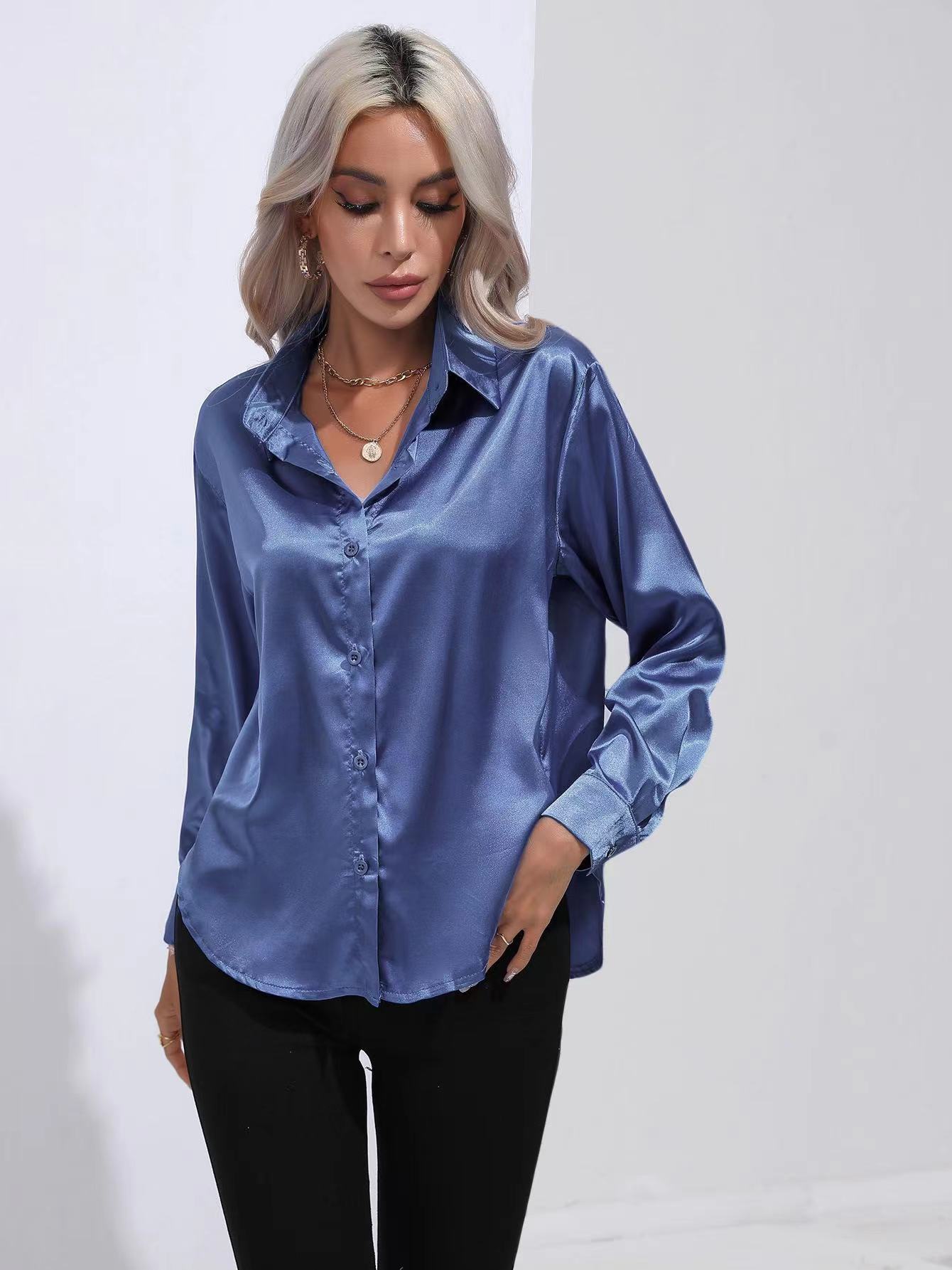 Women's Blouse Long Sleeve Blouses Basic Simple Style Solid Color display picture 8
