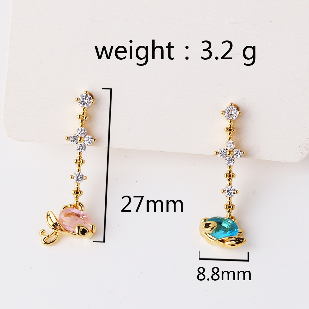1 Piece IG Style Sweet Fish Inlay Copper Zircon 18K Gold Plated White Gold Plated Gold Plated Drop Earrings display picture 1