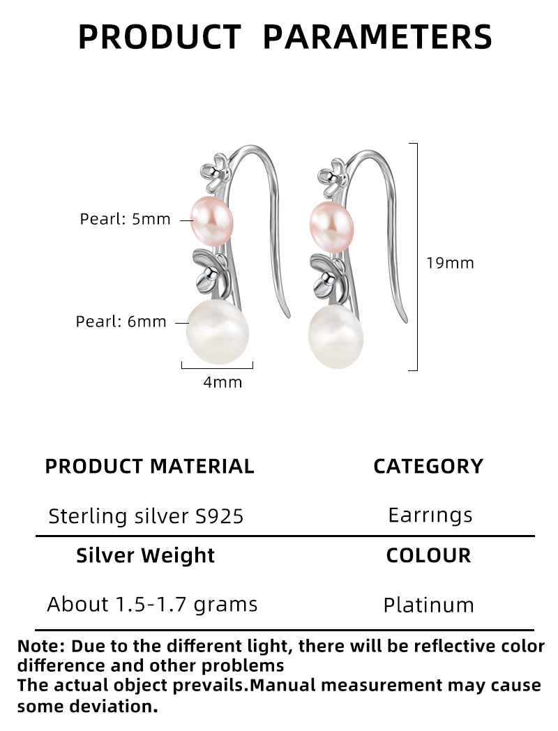 1 Pair Elegant Cute Flower Inlay Sterling Silver Pearl Zircon White Gold Plated Ear Hook display picture 2