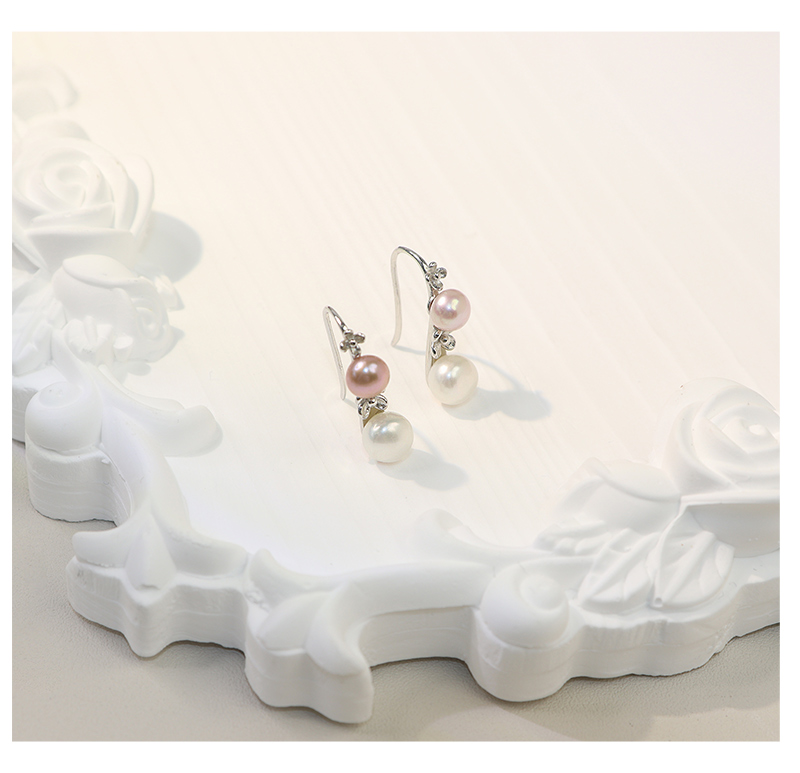 1 Pair Elegant Cute Flower Inlay Sterling Silver Pearl Zircon White Gold Plated Ear Hook display picture 8