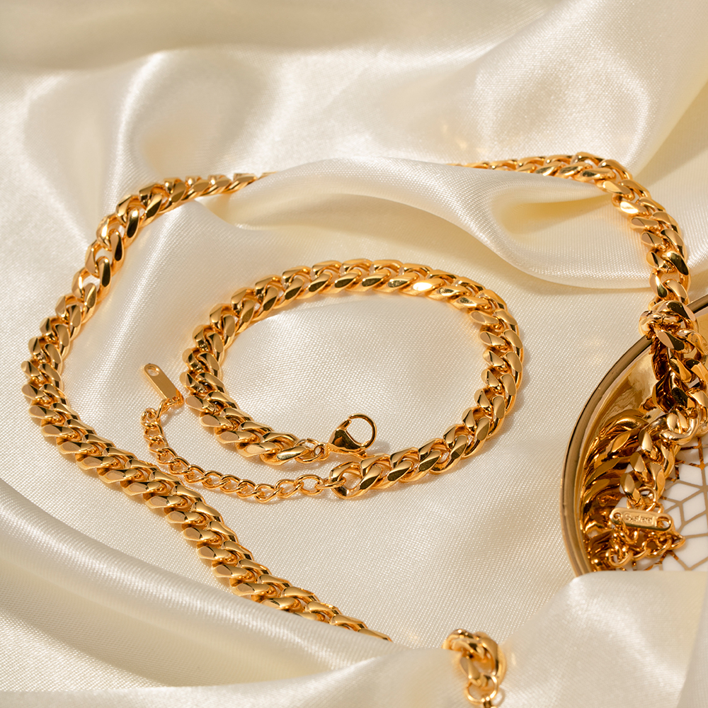 Edelstahl 304 18 Karat Vergoldet Einfacher Stil Klassischer Stil Überzug Einfarbig Armbänder Halskette display picture 3