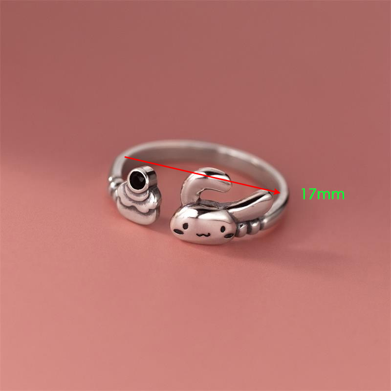 Copper Silver Plated Cute Sweet Rabbit Open Rings display picture 4