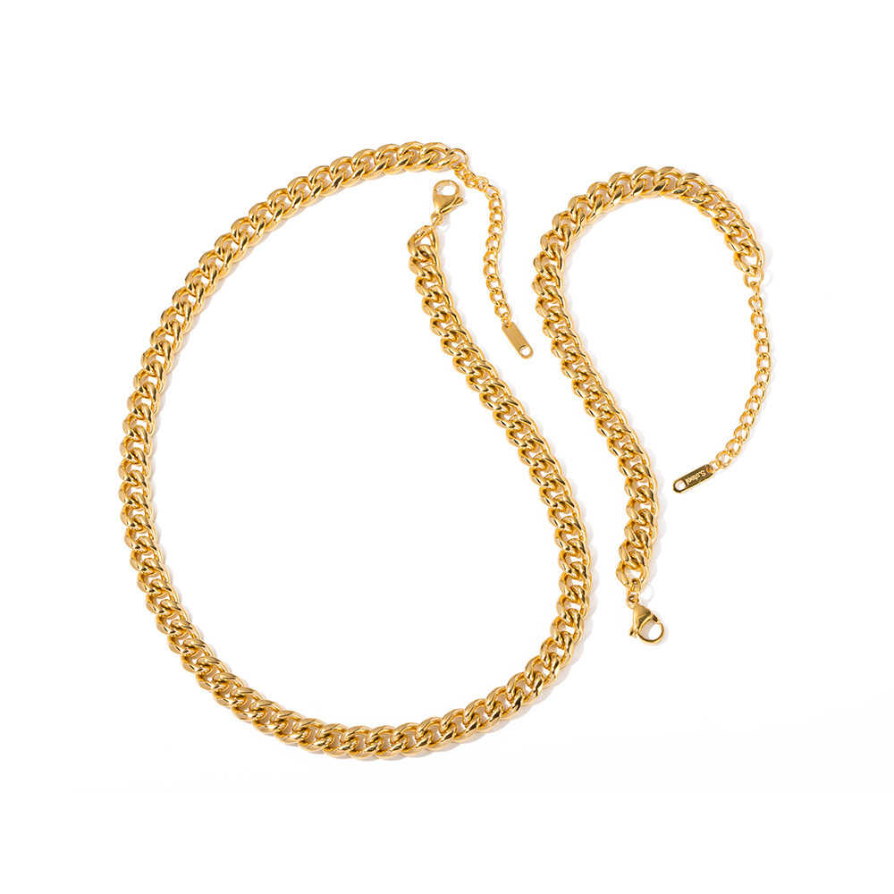 Edelstahl 304 18 Karat Vergoldet Einfacher Stil Klassischer Stil Überzug Einfarbig Armbänder Halskette display picture 5