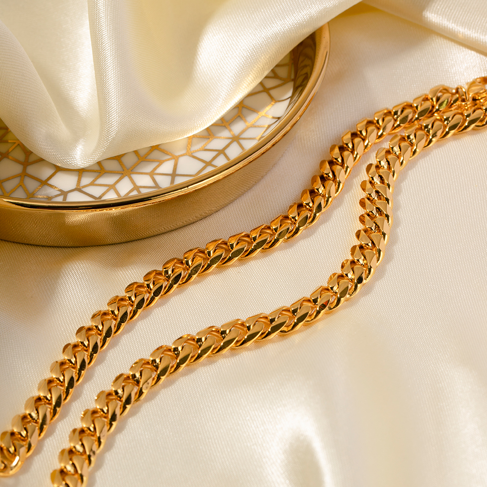 Edelstahl 304 18 Karat Vergoldet Einfacher Stil Klassischer Stil Überzug Einfarbig Armbänder Halskette display picture 9
