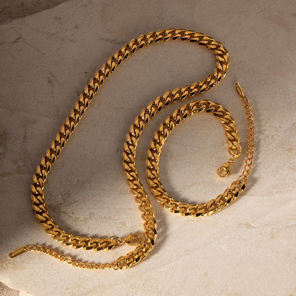 Edelstahl 304 18 Karat Vergoldet Einfacher Stil Klassischer Stil Überzug Einfarbig Armbänder Halskette display picture 11