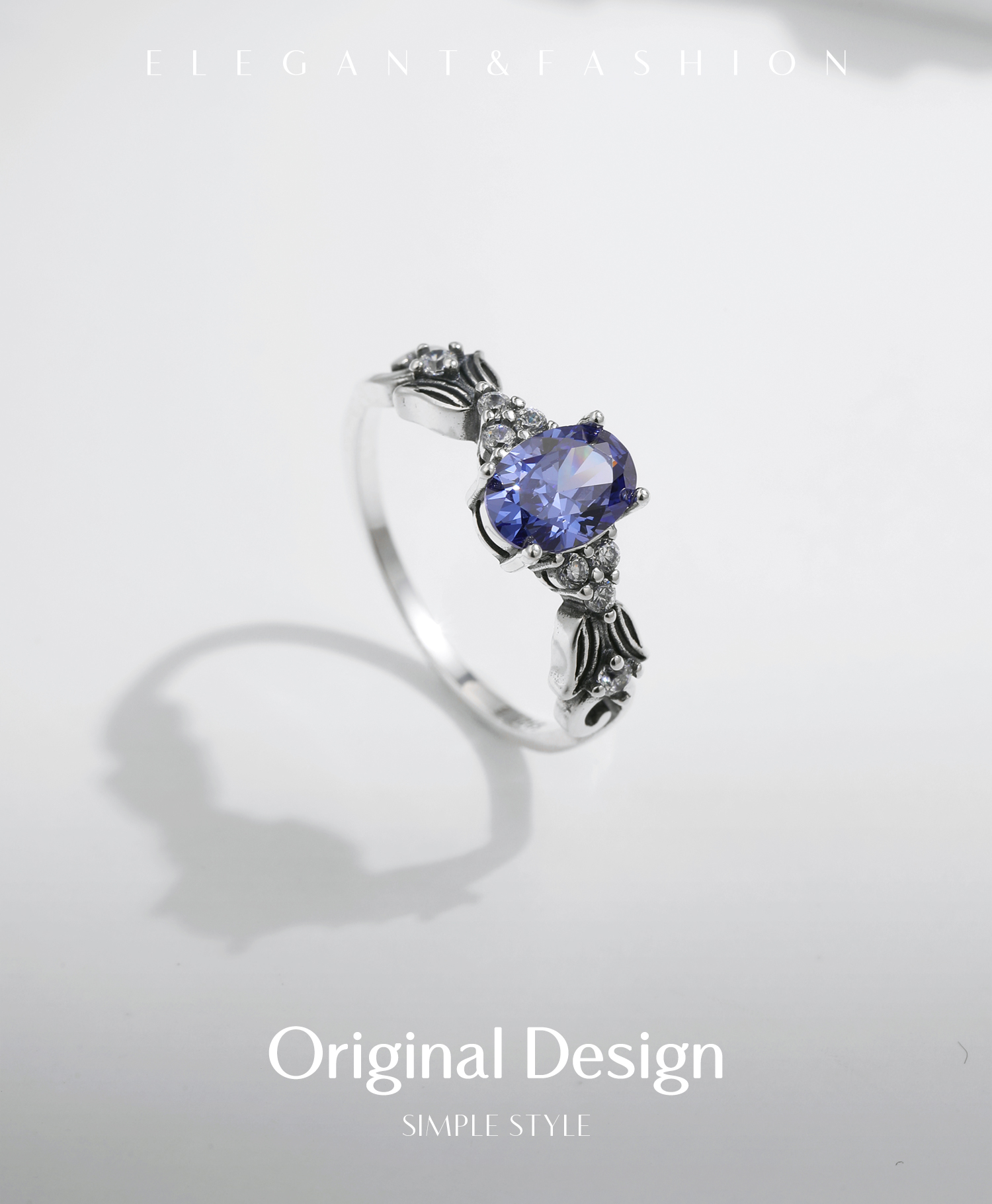 Sterling Silber Thailändisches Silber Einfacher Stil Glänzend Inlay Oval Zirkon Ringe display picture 1