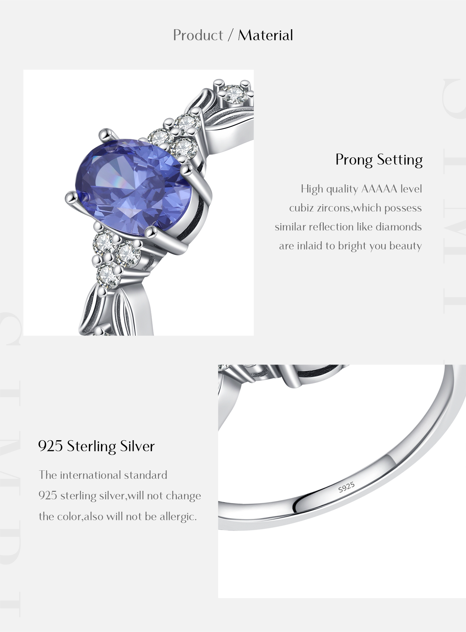 Sterling Silber Thailändisches Silber Einfacher Stil Glänzend Inlay Oval Zirkon Ringe display picture 3