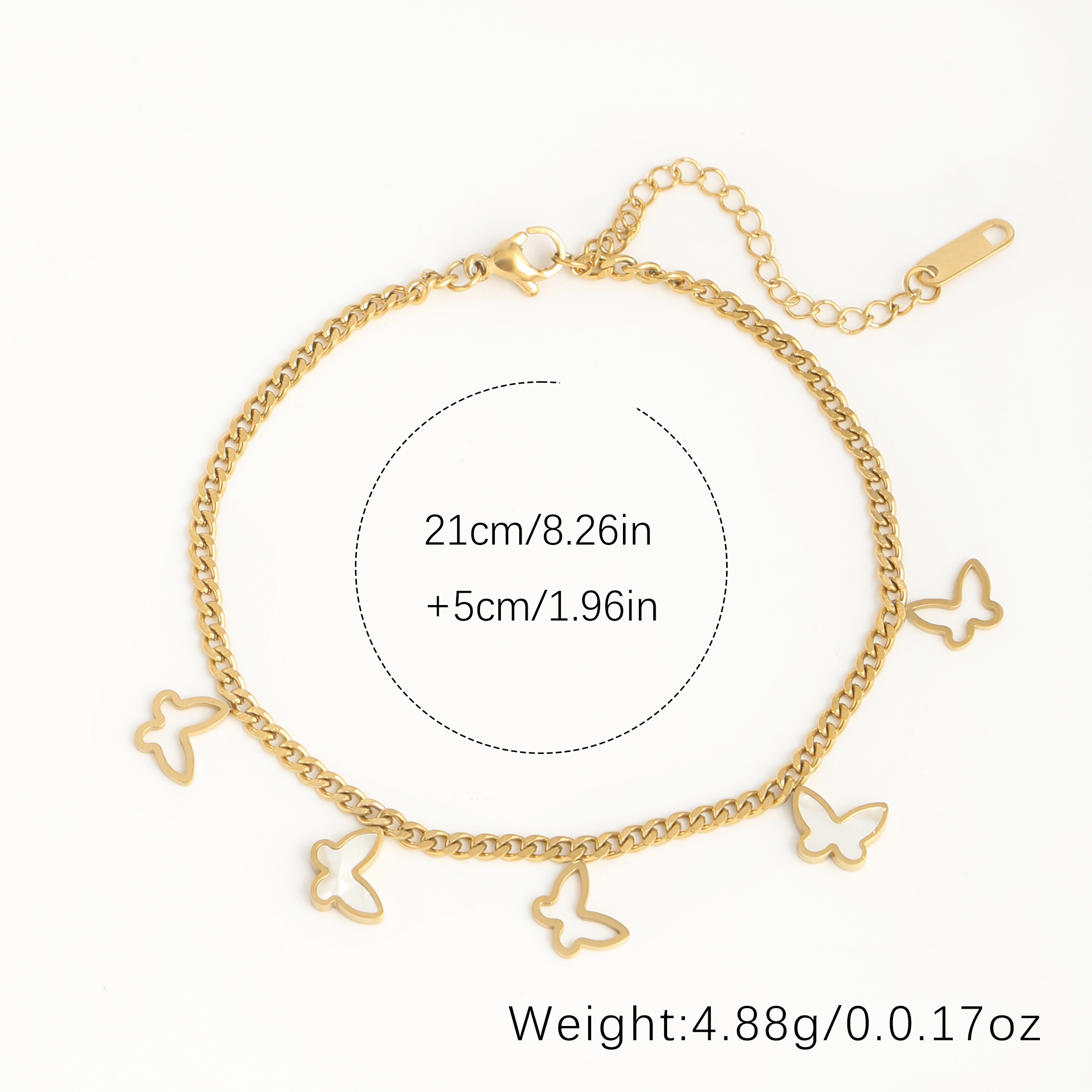Beach Streetwear Butterfly 304 Stainless Steel Hollow Out Inlay Shell 18K Gold Plated Women's Anklet display picture 1