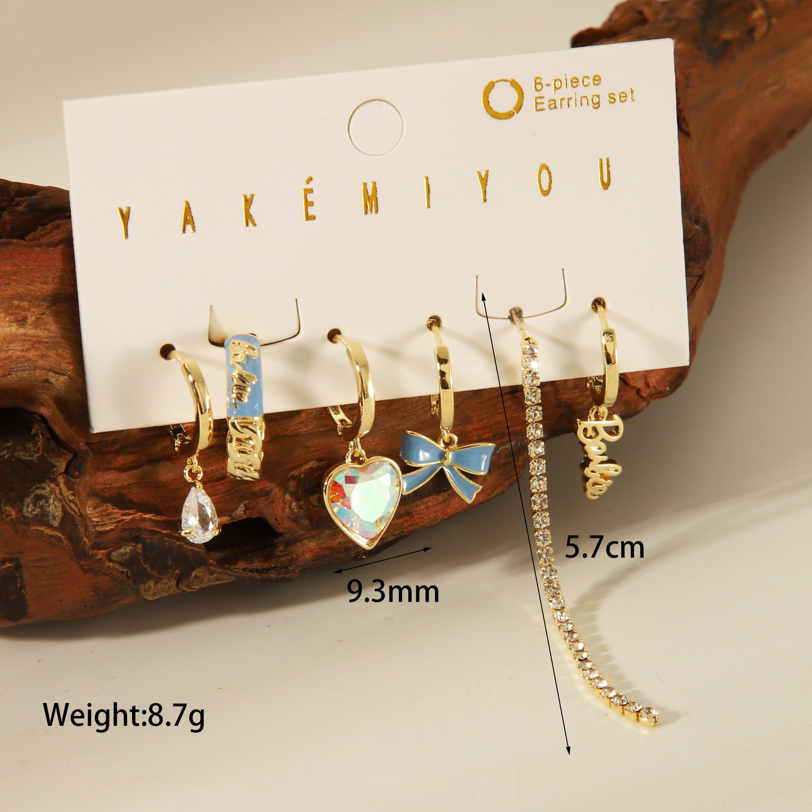Copper 14K Gold Plated Casual Enamel Inlay Heart Shape Butterfly Bow Knot Zircon Ear Studs display picture 2