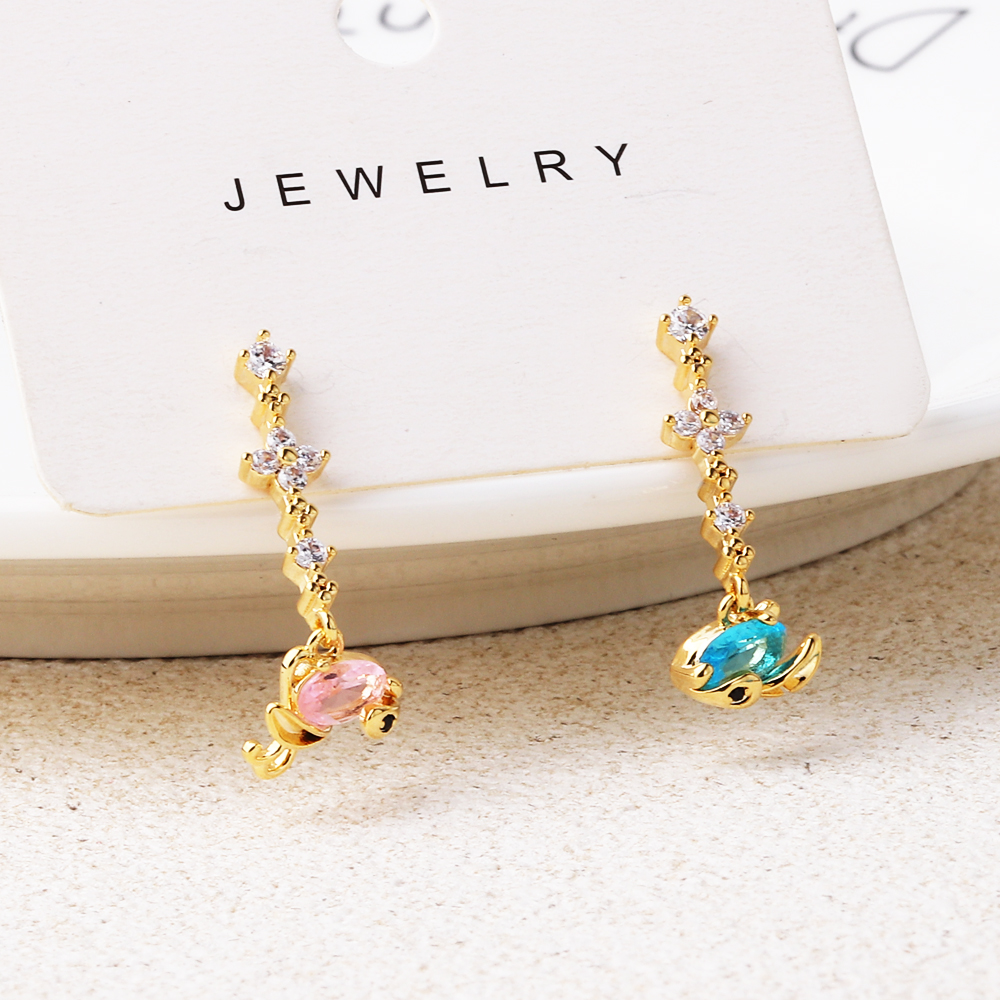 1 Piece IG Style Sweet Fish Inlay Copper Zircon 18K Gold Plated White Gold Plated Gold Plated Drop Earrings display picture 5