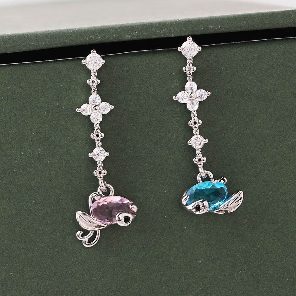 1 Pièce Style IG Sucré Poisson Incruster Le Cuivre Zircon Plaqué Or 18K Or Blanc Plaqué Plaqué Or Boucles D'oreilles display picture 6