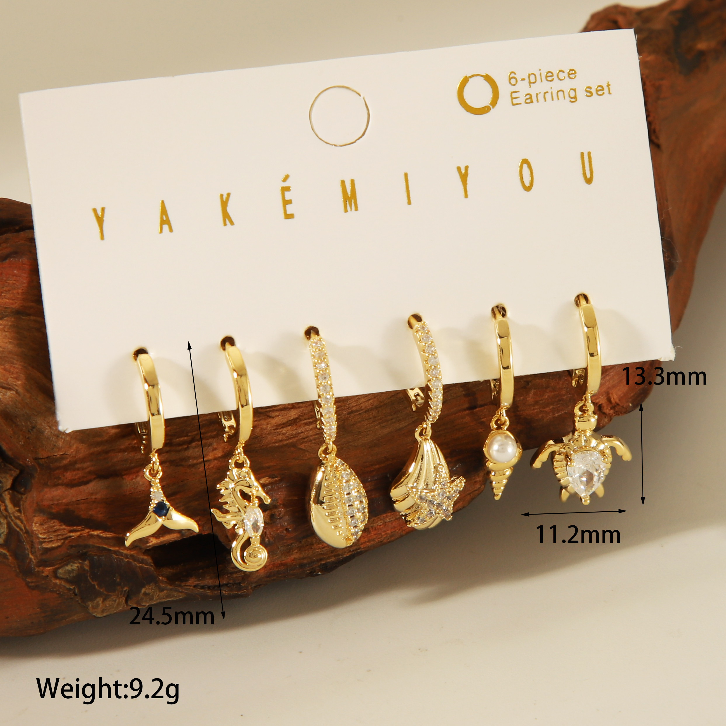 Copper 14K Gold Plated Casual Inlay Tortoise Hippocampus Fish Tail Artificial Pearls Zircon Ear Studs display picture 2