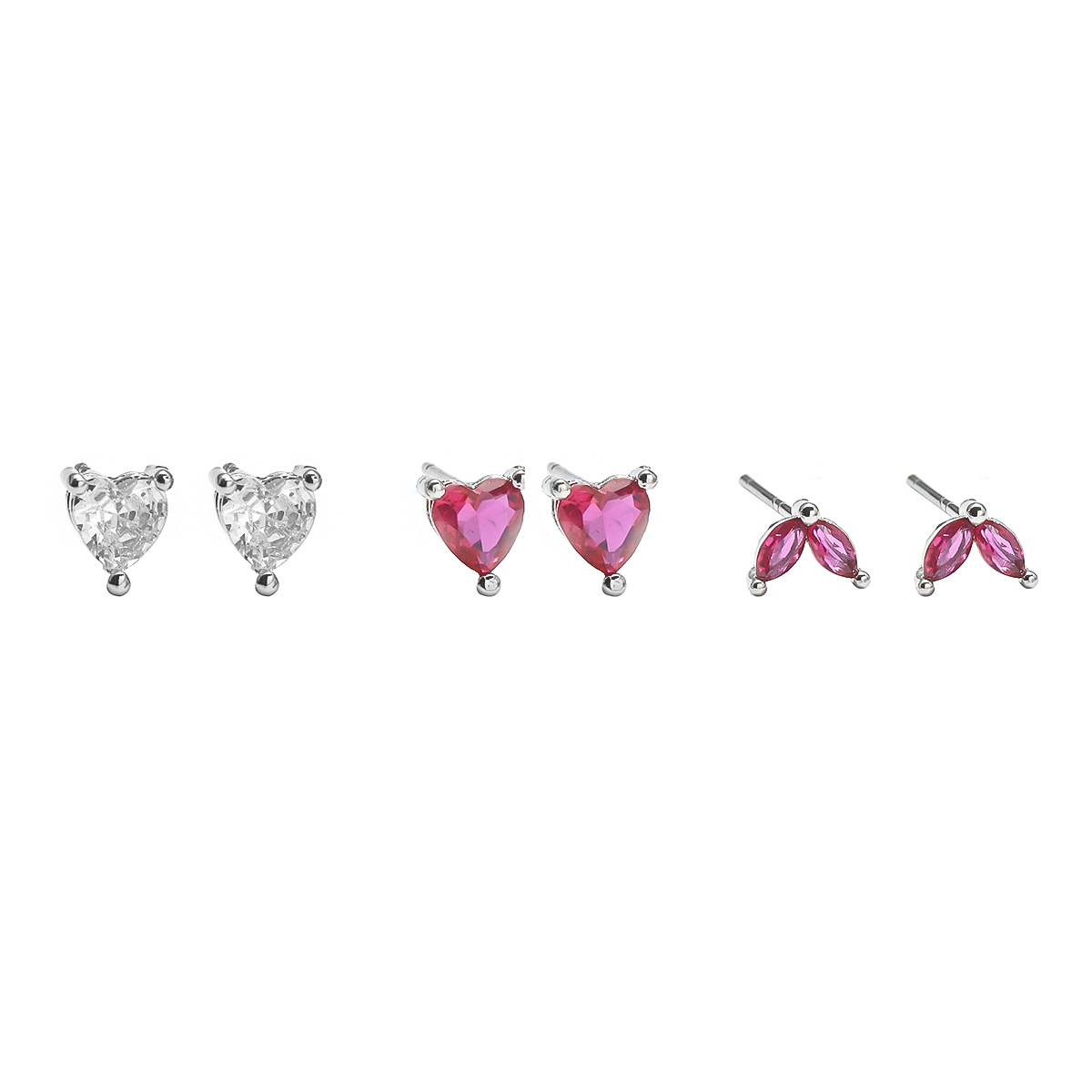 1 Pair Sweet Simple Style Heart Shape Plating Inlay Copper Zircon Ear Studs display picture 1