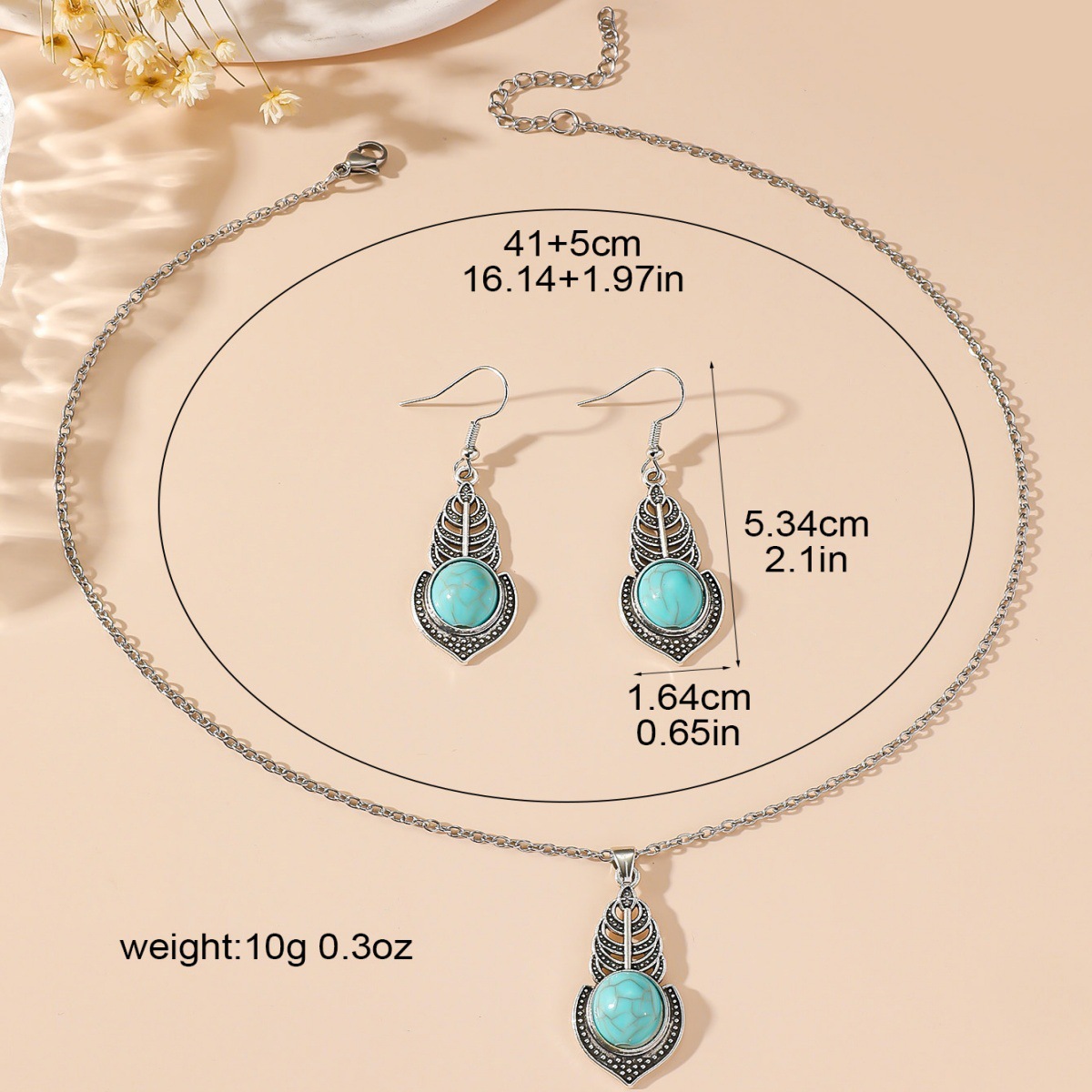 Simple Style Classic Style Water Droplets Alloy Inlay Turquoise Women's Earrings display picture 2
