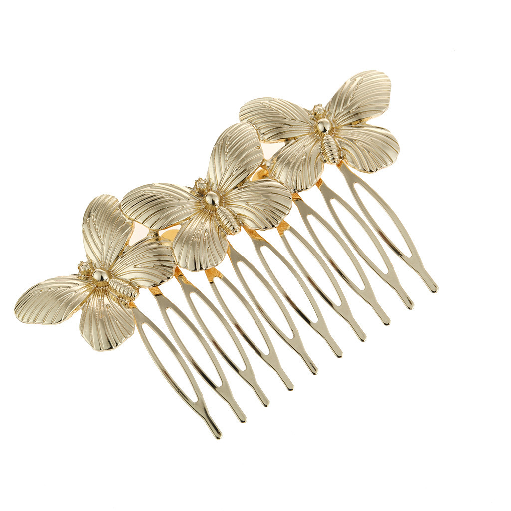 Women's Retro Leaf Metal Plating Insert Comb display picture 7