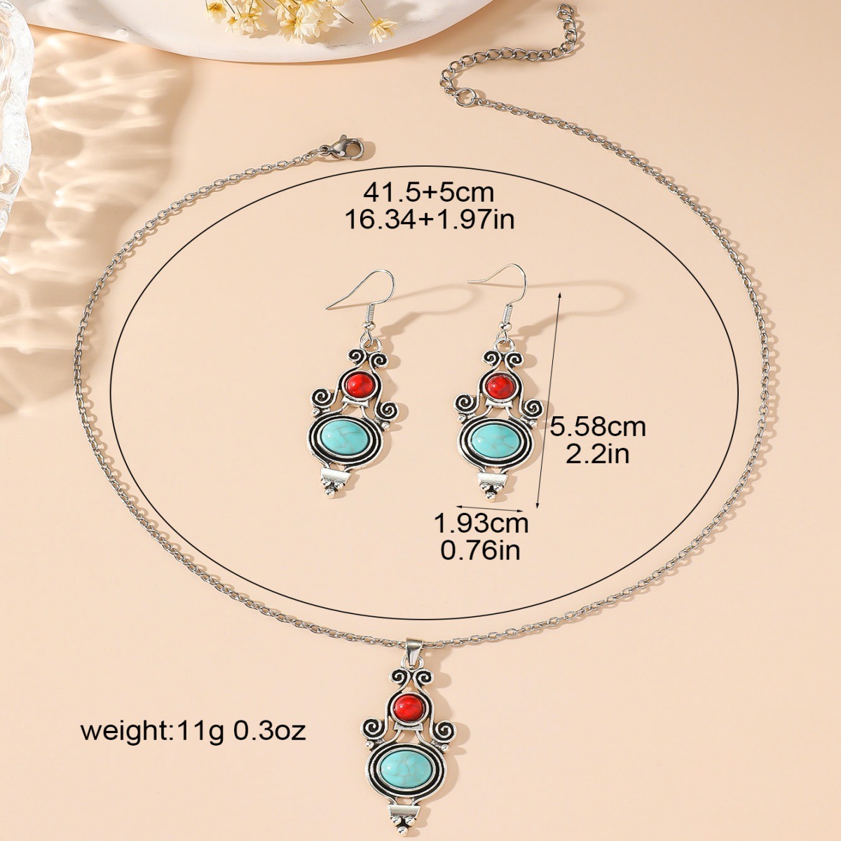 Vacation Water Droplets Zinc Alloy Inlay Turquoise Women's Earrings Necklace display picture 1