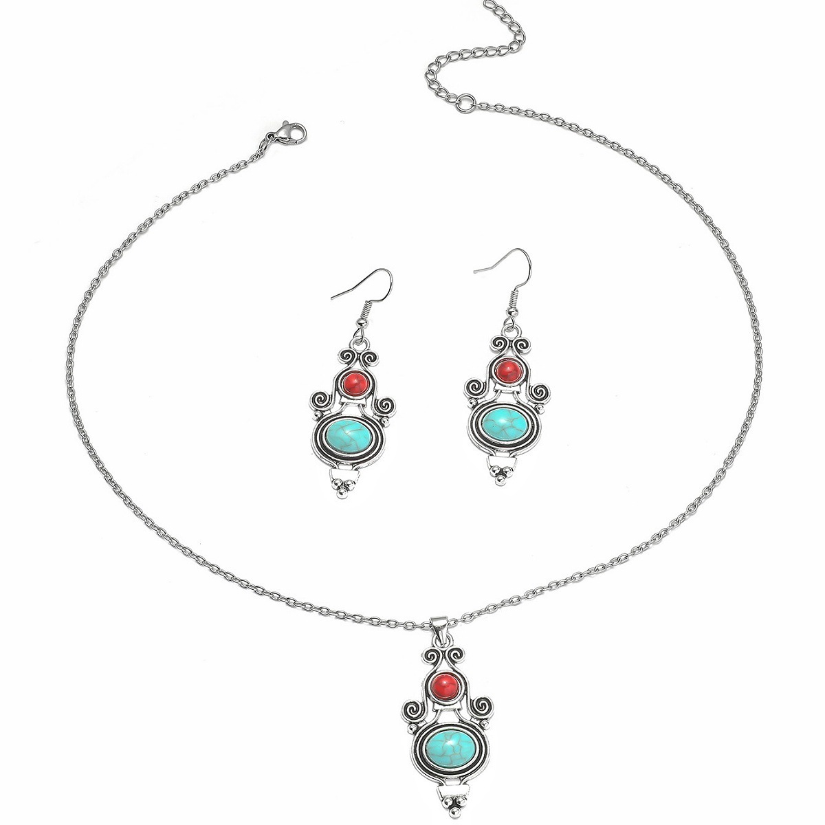 Vacation Water Droplets Zinc Alloy Inlay Turquoise Women's Earrings Necklace display picture 3