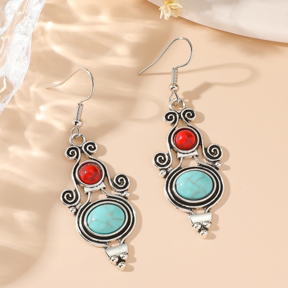 Vacances Les Gouttelettes D'Eau Alliage De Zinc Incruster Turquoise Femmes Des Boucles D'Oreilles Collier display picture 4