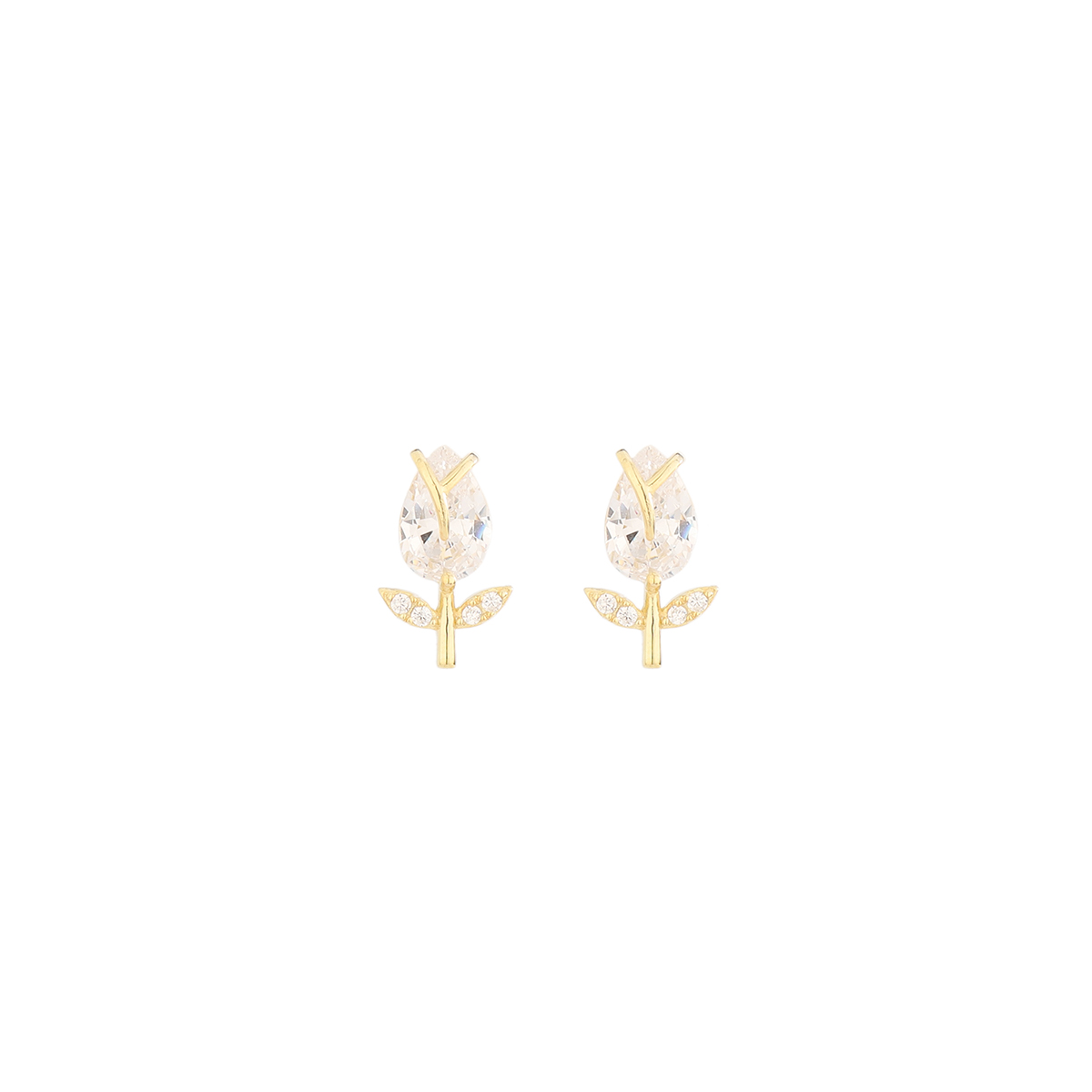 1 Pair Simple Style Geometric Flower Inlay Sterling Silver Zircon 14K Gold Plated Ear Studs display picture 1