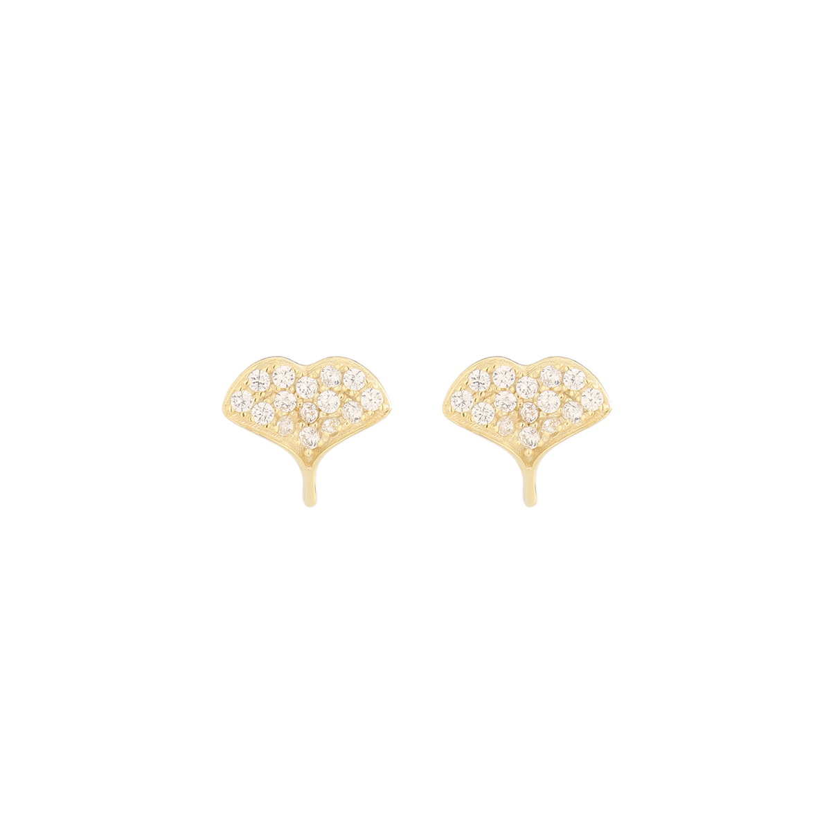 1 Pair Simple Style Classic Style Ginkgo Leaf Plating Inlay Sterling Silver Zircon 14K Gold Plated Ear Studs display picture 1