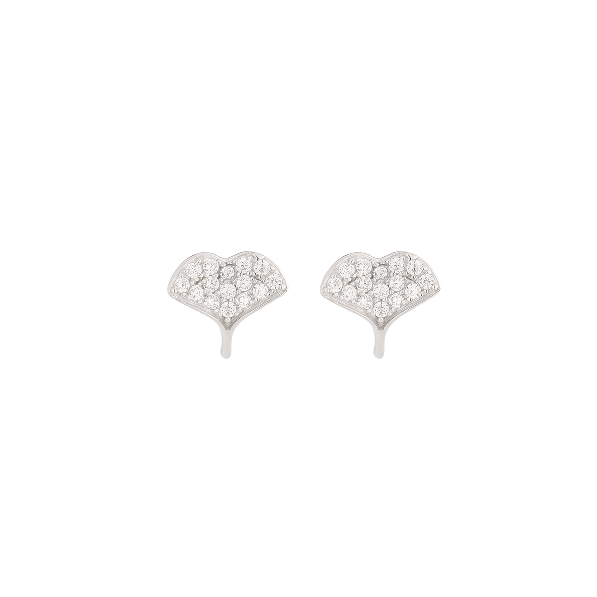 1 Pair Simple Style Classic Style Ginkgo Leaf Plating Inlay Sterling Silver Zircon 14K Gold Plated Ear Studs display picture 2