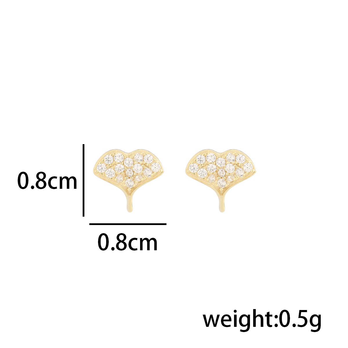 1 Pair Simple Style Classic Style Ginkgo Leaf Plating Inlay Sterling Silver Zircon 14K Gold Plated Ear Studs display picture 3