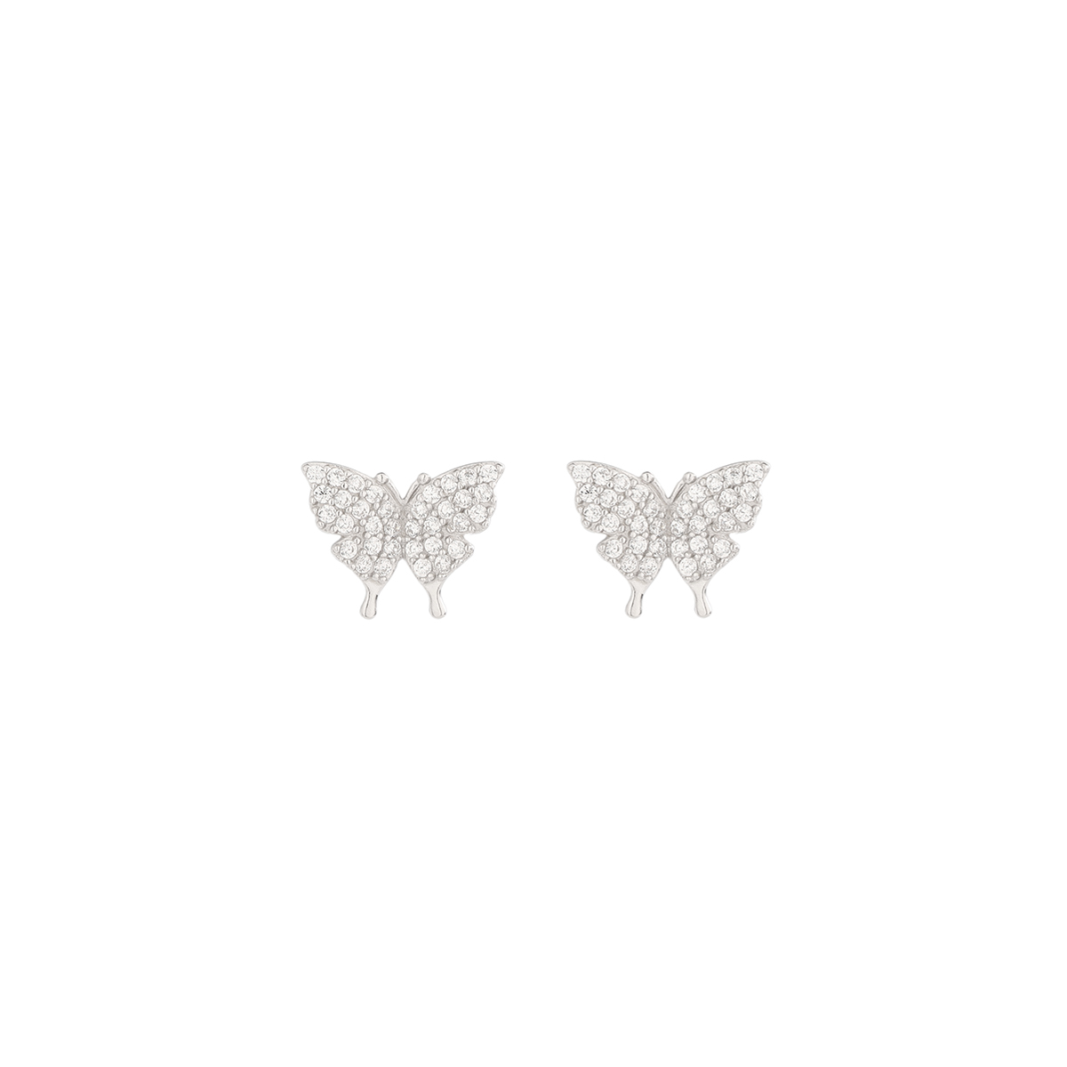 1 Pair Basic Simple Style Classic Style Butterfly Plating Inlay Sterling Silver Zircon 14K Gold Plated Ear Studs display picture 1